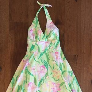 Lily Pulitzer pink and green halter dress, size 6